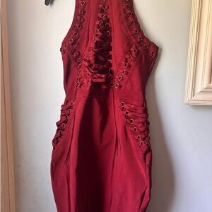 Fashion Nova Red Strappy Backless Dress